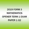 2019 Form 3-Mathematics-Term 1 Opener exam -Paper 1-02